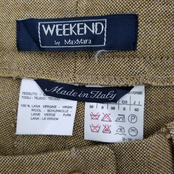Max Mara Weekend Tan Wool Straight Leg Welt Pocket Dress Pants Size 6 - Picture 9 of 10